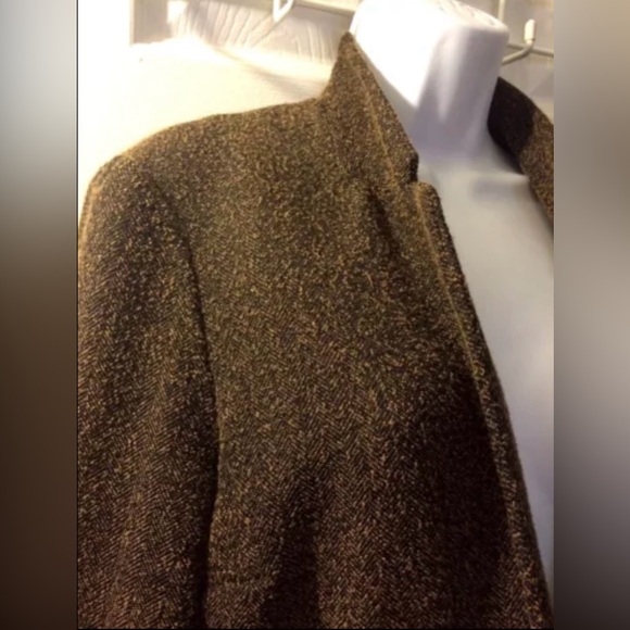 WALTER BAKER W118 Tweed Blazer Black Brown Notch Collar Lapel Open Front Jacket - Picture 4 of 13